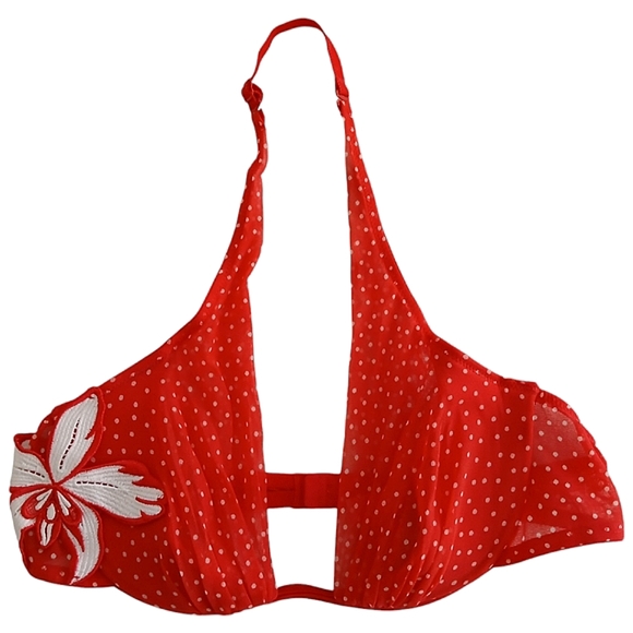 Victoria's Secret Red Polka Dot Lingerie Set Garter Belt Pin Up Size 34B L Retro - Picture 10 of 16